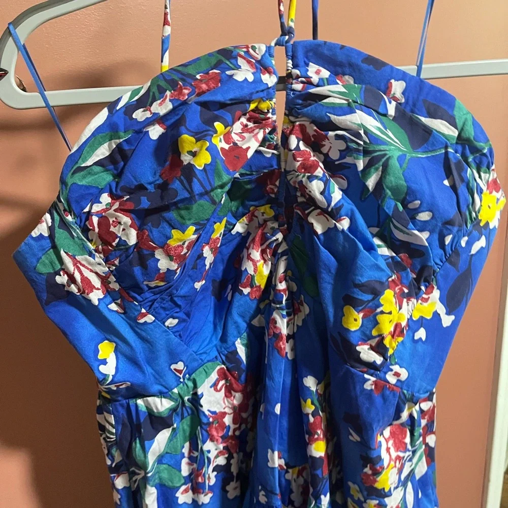 Anthropologie Blue Floral Mini Dress - Picture 4 of 6
